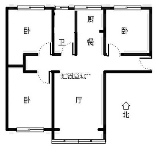 华融现代城3室2厅1卫户型图