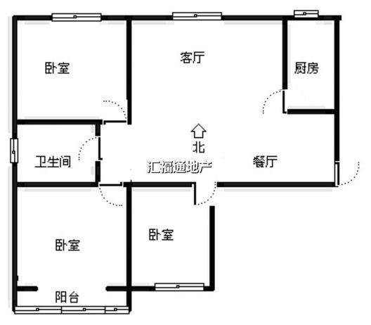 水岸花城3室2厅1卫户型图