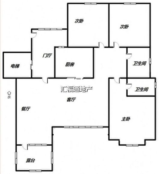 鸿坤理想湾3室2厅2卫户型图