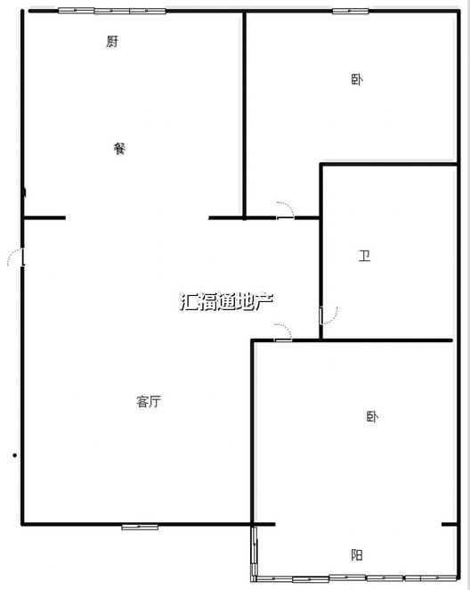 蓝天美林湾2室2厅1卫户型图