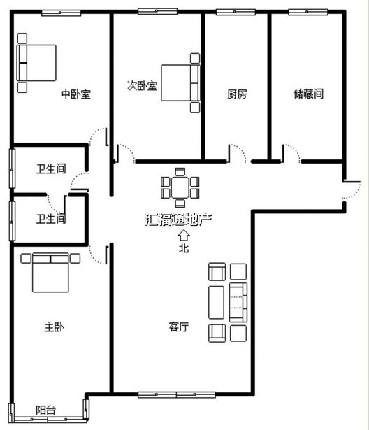 三利中和城二期东区(C区）3室2厅1卫户型图