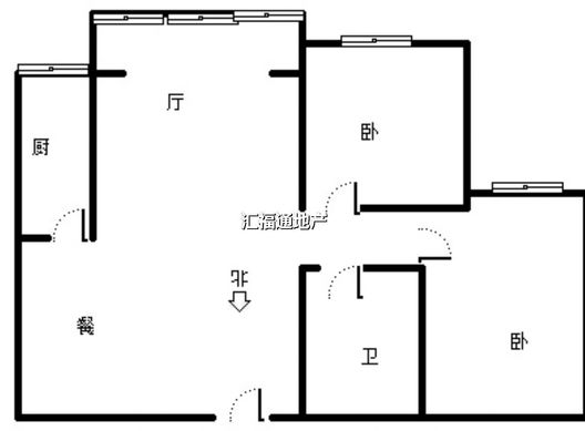 京中美居2室2厅1卫户型图