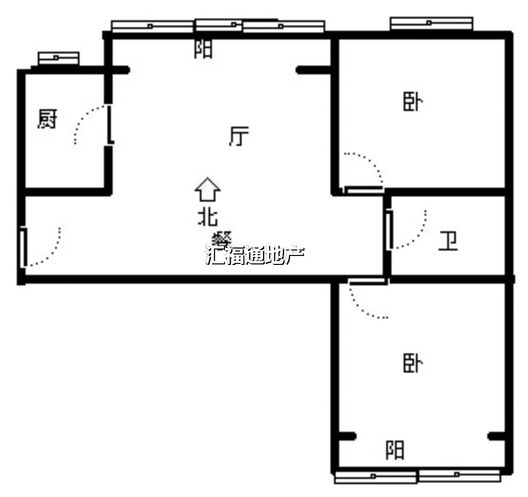 水岸花城2室2厅1卫户型图
