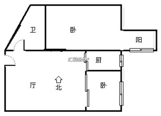 汇元新天地2室1厅1卫户型图