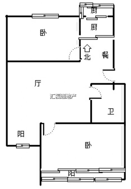 新府阳光一号院2室1厅1卫户型图