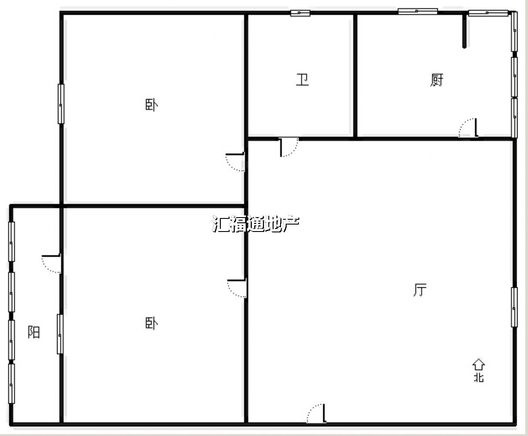 地质总局南院2室1厅1卫户型图