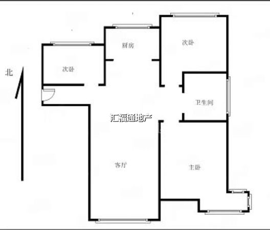 鹏渤印象城·牛津花园3室2厅1卫户型图