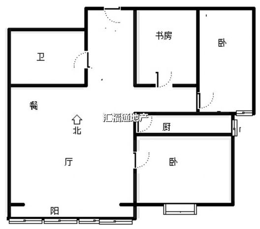 鹏渤印象城·牛津花园3室2厅1卫户型图