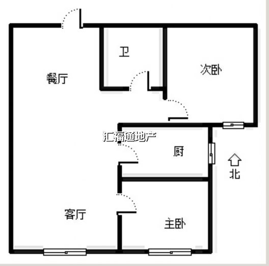 高铁新干线2室2厅1卫户型图