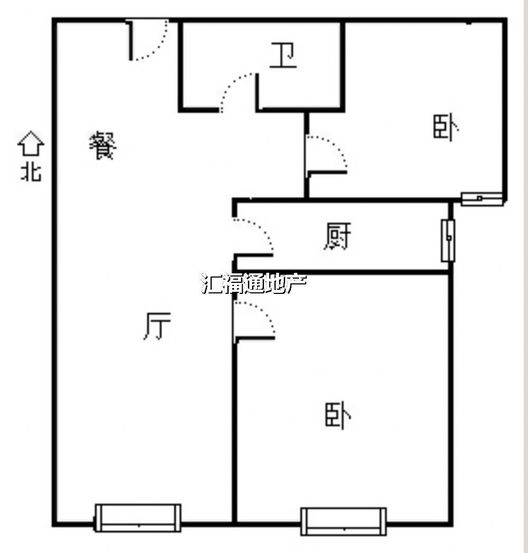 鸿坤理想湾2室2厅1卫户型图