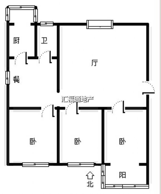 邮电局住宅楼3室2厅1卫户型图