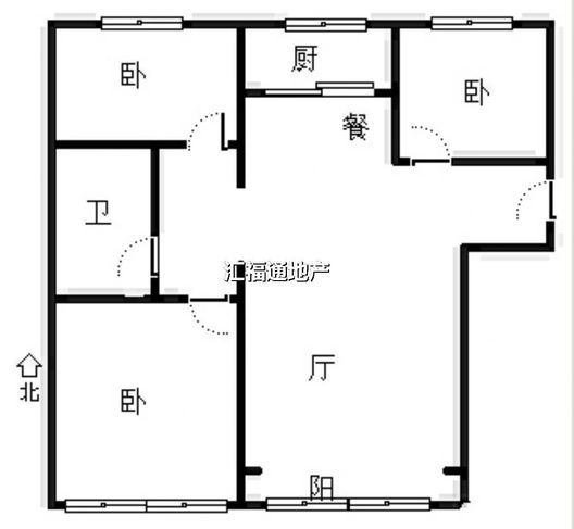 鹏渤印象城·牛津花园3室2厅1卫户型图
