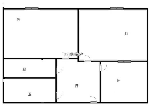 国富公寓(18号楼）2室2厅1卫户型图