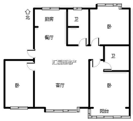 名流枫景洋房3室2厅1卫户型图