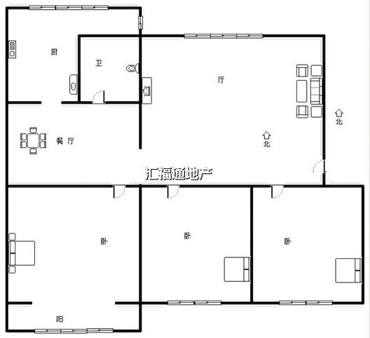 师范学校家属院3室2厅1卫户型图