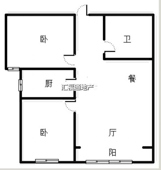 高铁新干线2室2厅1卫户型图