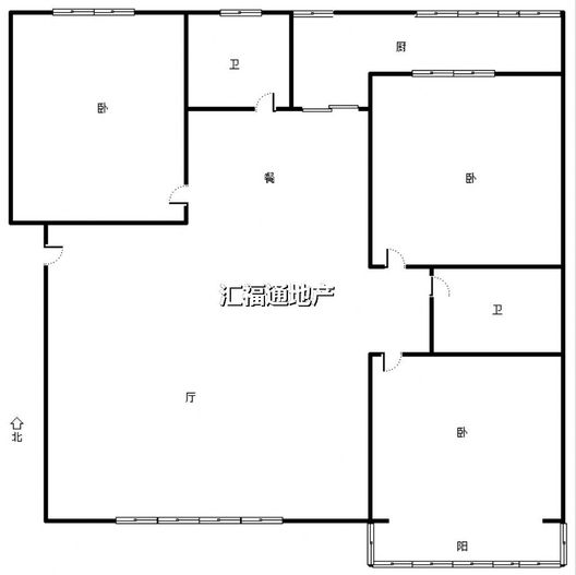 工商局小区（朝阳路）3室2厅2卫户型图