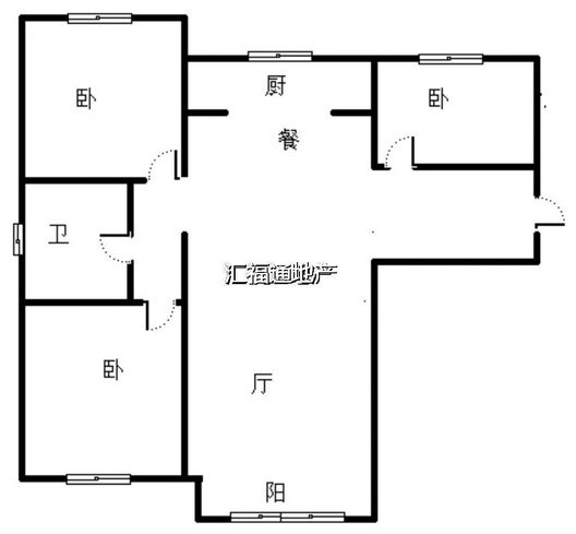 高铁新干线3室2厅1卫户型图