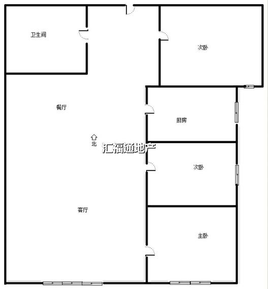 鸿坤理想湾3室2厅1卫户型图