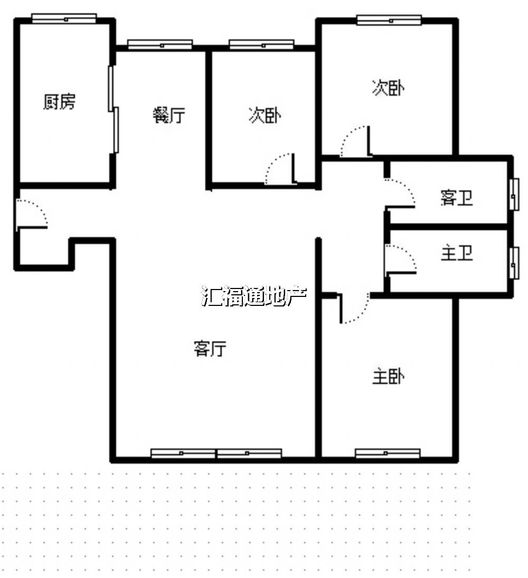 高铁新干线3室2厅2卫户型图