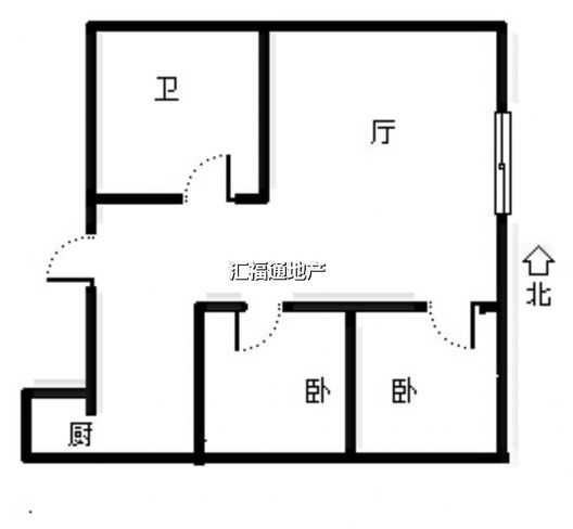 国富公寓(18号楼）2室1厅1卫户型图