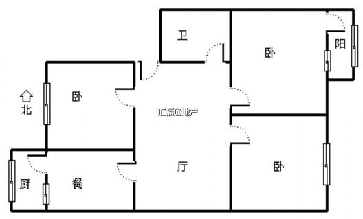 粮食局东关小区3室2厅1卫户型图