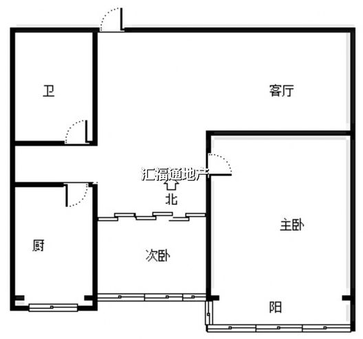 北京理想城2室1厅1卫户型图