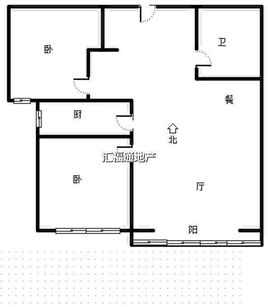 鹏渤印象城·牛津花园2室2厅1卫户型图