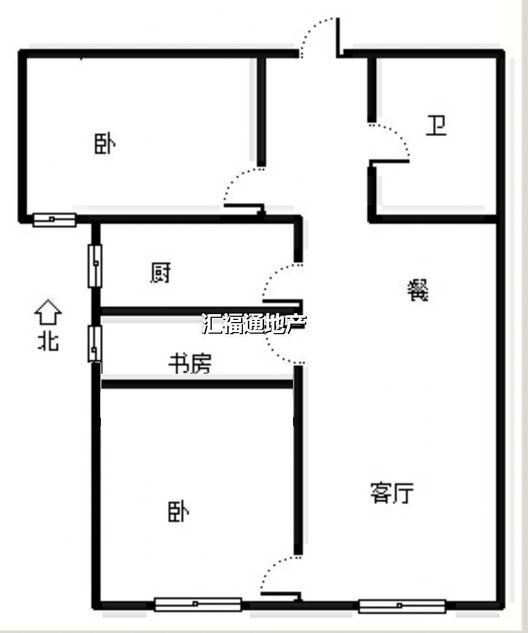鸿坤理想湾3室2厅1卫户型图
