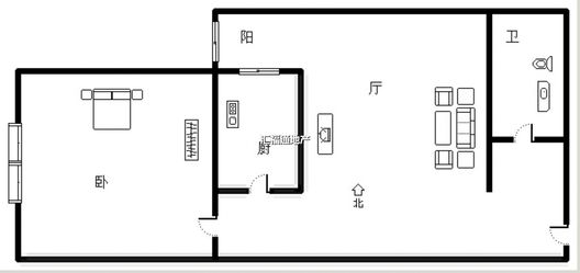 天保郦景1室1厅1卫户型图