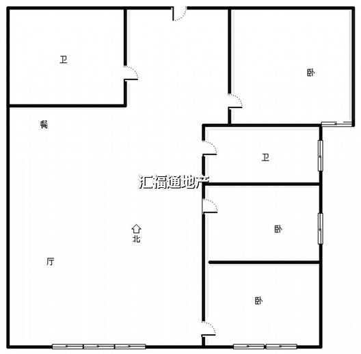 鸿坤理想湾3室1厅1卫户型图