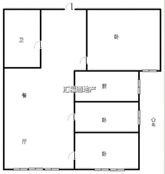 高铁新干线3室2厅1卫户型图