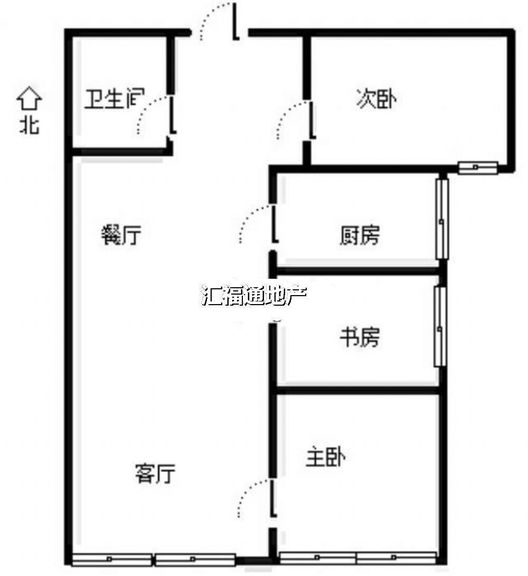 高铁新干线3室2厅1卫户型图