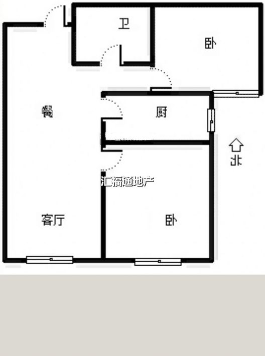 高铁新干线2室2厅1卫户型图