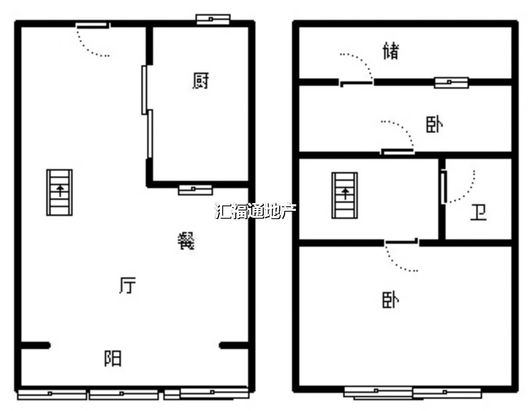 鹏渤印象城·牛津花园2室2厅1卫户型图