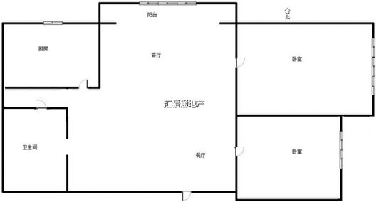 鹏渤印象城·牛津花园2室2厅1卫户型图