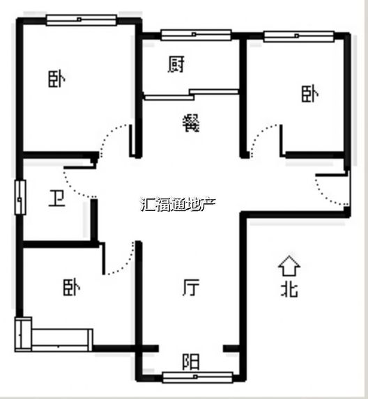 鹏渤印象城·牛津花园3室2厅1卫户型图