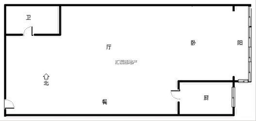 汇元上城1室1厅1卫户型图
