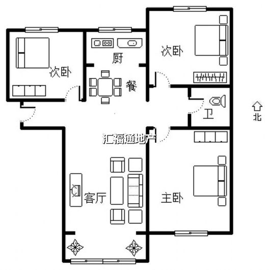 K2狮子城3室2厅1卫户型图