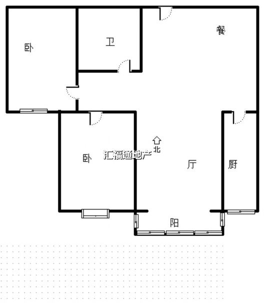 京中美居2室2厅1卫户型图