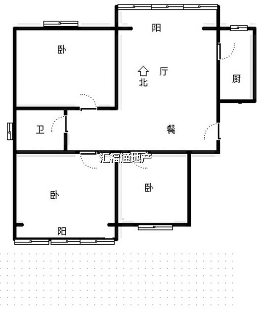 水岸花城3室2厅1卫户型图
