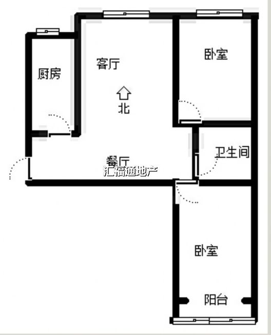 水岸花城2室1厅1卫户型图