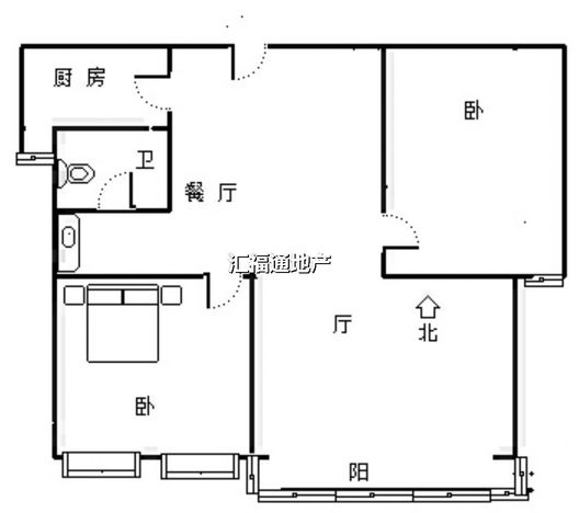 君临天下御景园2室2厅1卫户型图