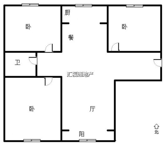 K2狮子城3室2厅1卫户型图
