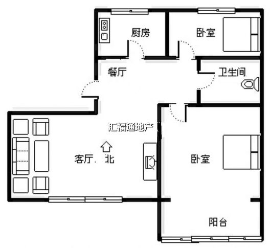 天龙小区（二期）2室2厅1卫户型图