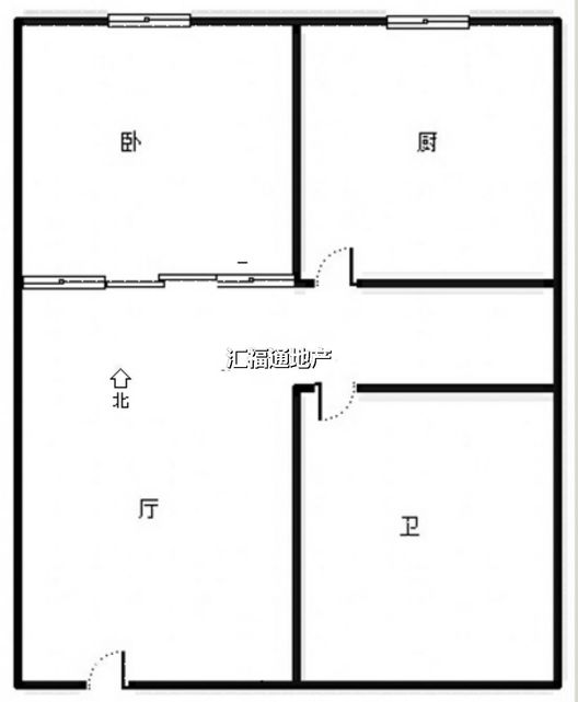 汇元国际1室1厅1卫户型图