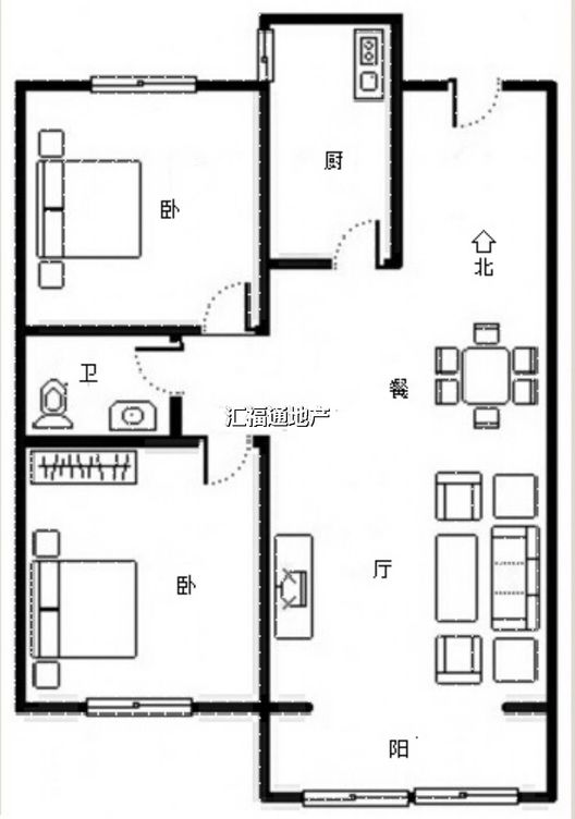 香邑溪谷悦都2室2厅1卫户型图