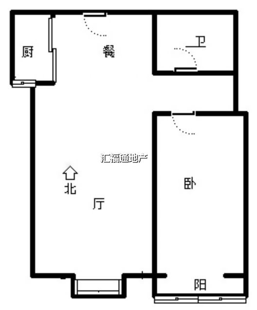 水岸花城1室1厅1卫户型图