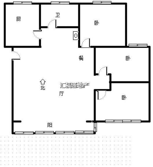 平安D区3室2厅1卫户型图