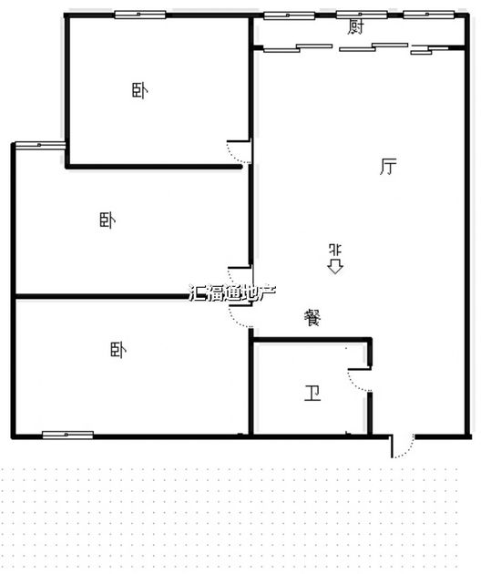 惠友钻石广场（AB座）3室2厅1卫户型图
